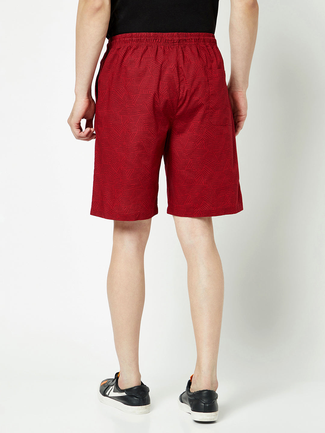  Red Abstract Print Lounge Shorts