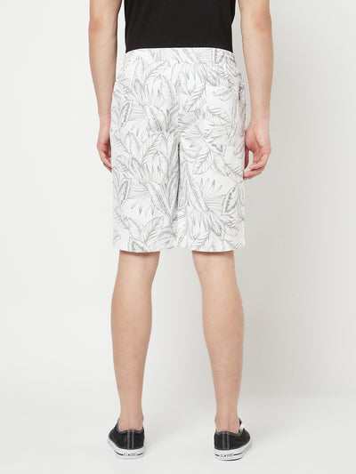 White Floral Printed Shorts - Men Shorts