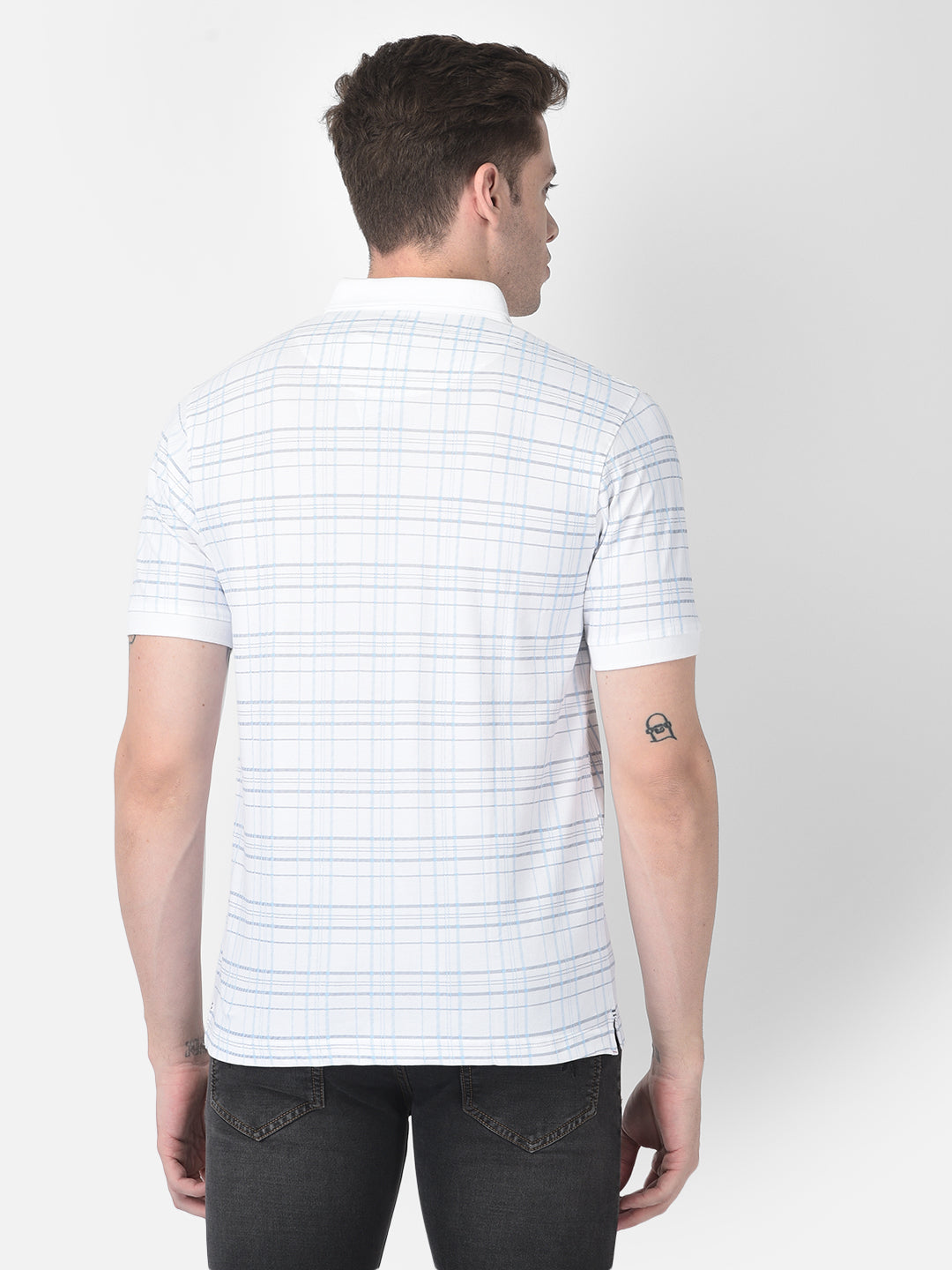 White Checked Polo T-Shirt-Men T-Shirts-Crimsoune Club