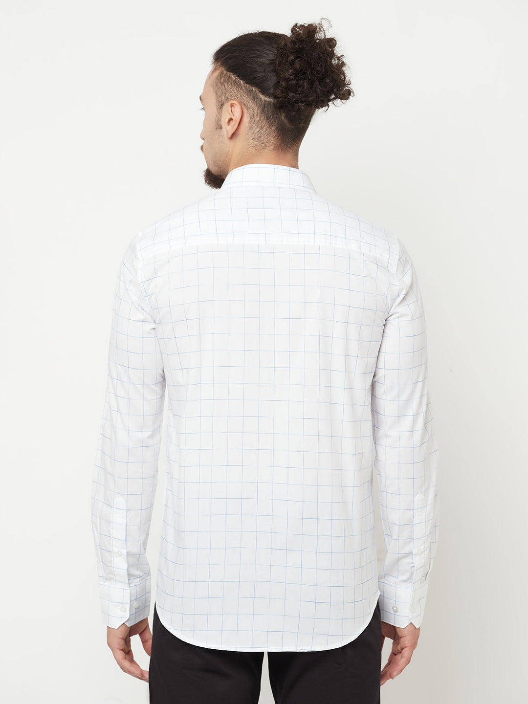 White Checked Casual Shirt - Men Shirts
