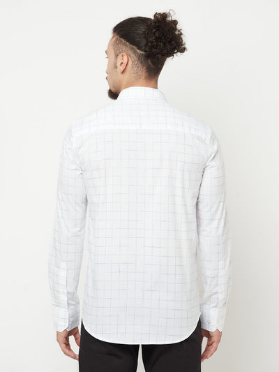 White Checked Casual Shirt - Men Shirts