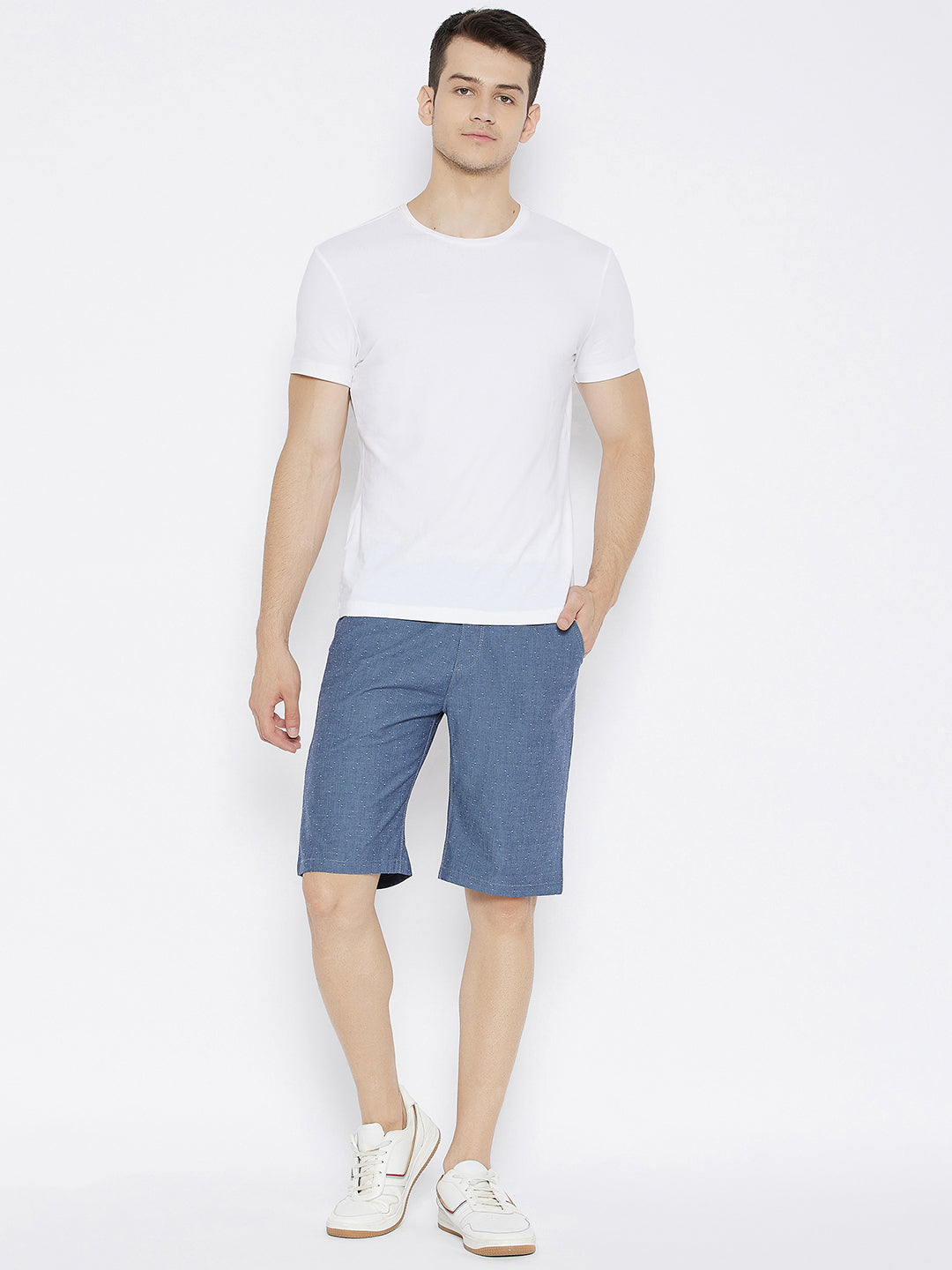 Grey Printed Slim Fit Shorts - Men Shorts
