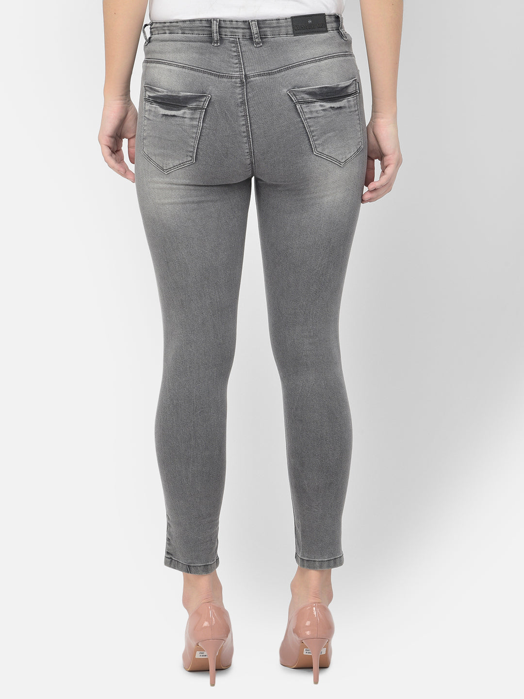 Grey Cropped Jeans - Women Jeans