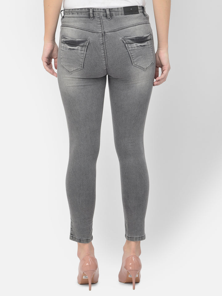 Grey Cropped Jeans - Women Jeans