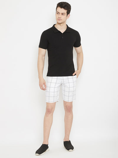 White Checked shorts - Men Shorts