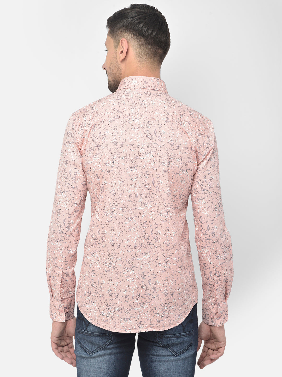 Pink Printed Spread Collar Shirt - Men Shirts
