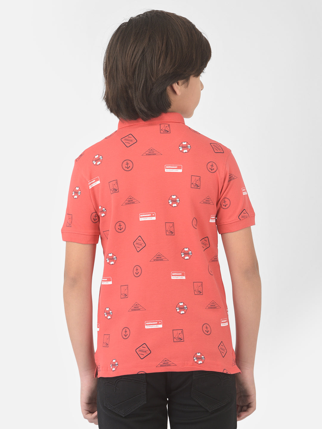 Pink Printed Polo T-shirt - Boys T-Shirts
