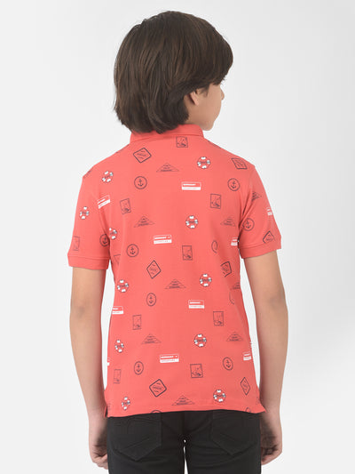 Pink Printed Polo T-shirt - Boys T-Shirts