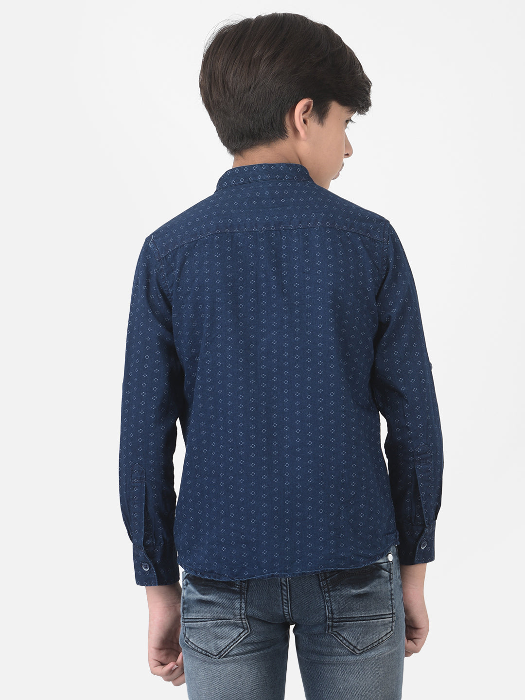 Navy Blue Printed Kurta - Boys Kurta
