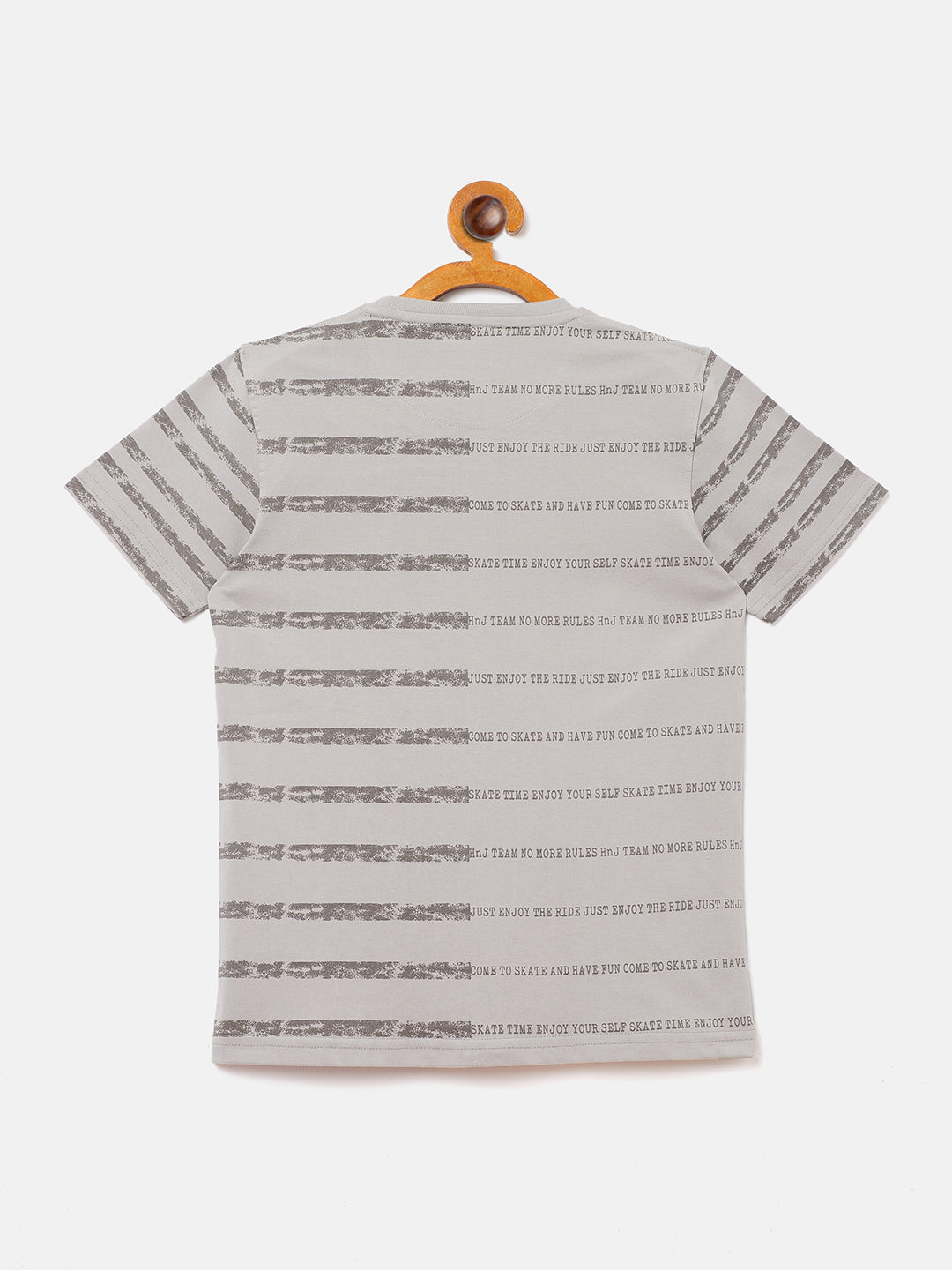Beige Striped Round Neck T-Shirt - Boys T-Shirts