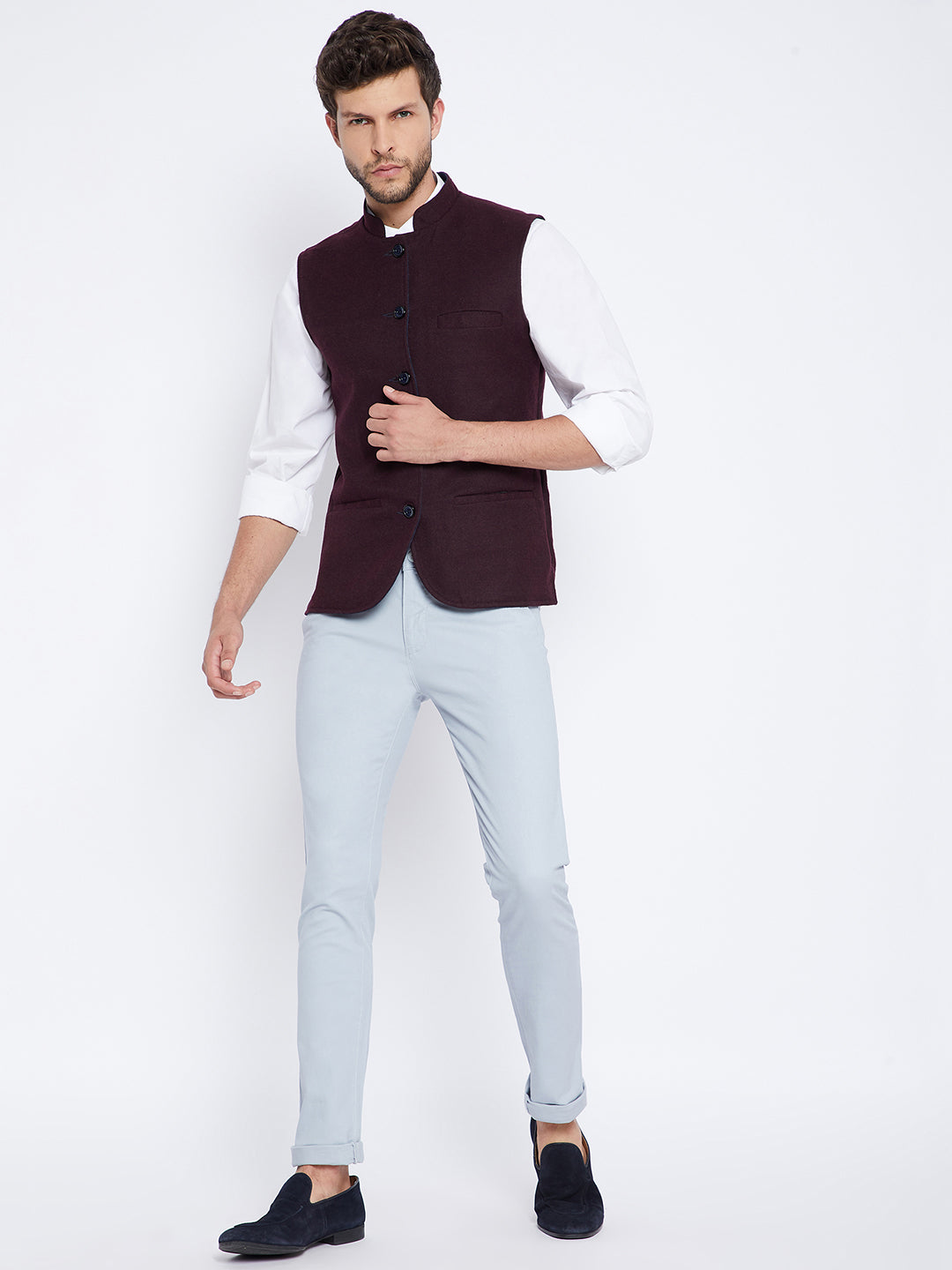 Maroon Reversible Waistcoat - Men Waist Coat