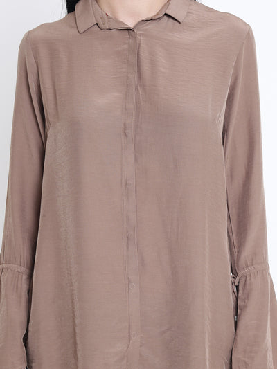 Beige Full Sleeves Shirt - Women Shirts