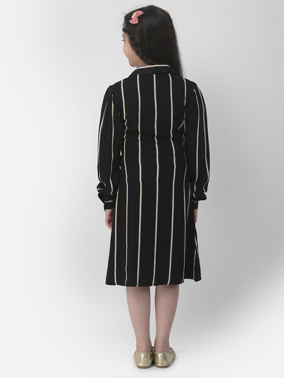  Black Shirt-Style Striped Dress