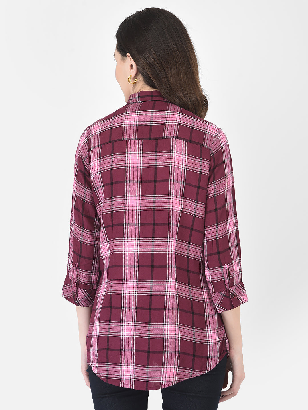 Pink Tartan Checked Shirt - Women Shirts