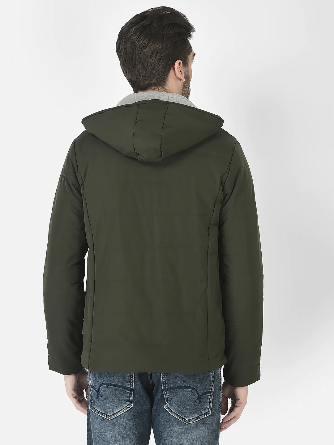  Olive Hooded Light-Padding Jacket 