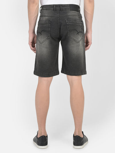 Grey Heavy-Wash Denim Shorts