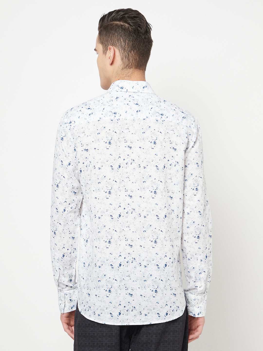 White Printed Linen Shirt - Men Shirts