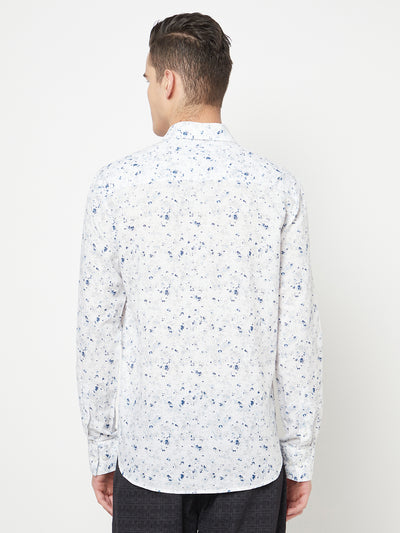 White Printed Linen Shirt - Men Shirts
