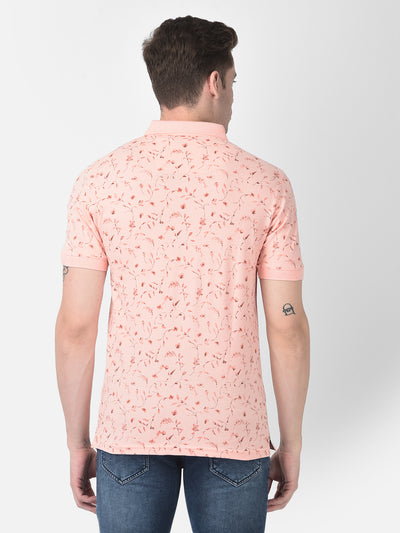 Pink Floral Polo T-Shirt-Men T-Shirts-Crimsoune Club