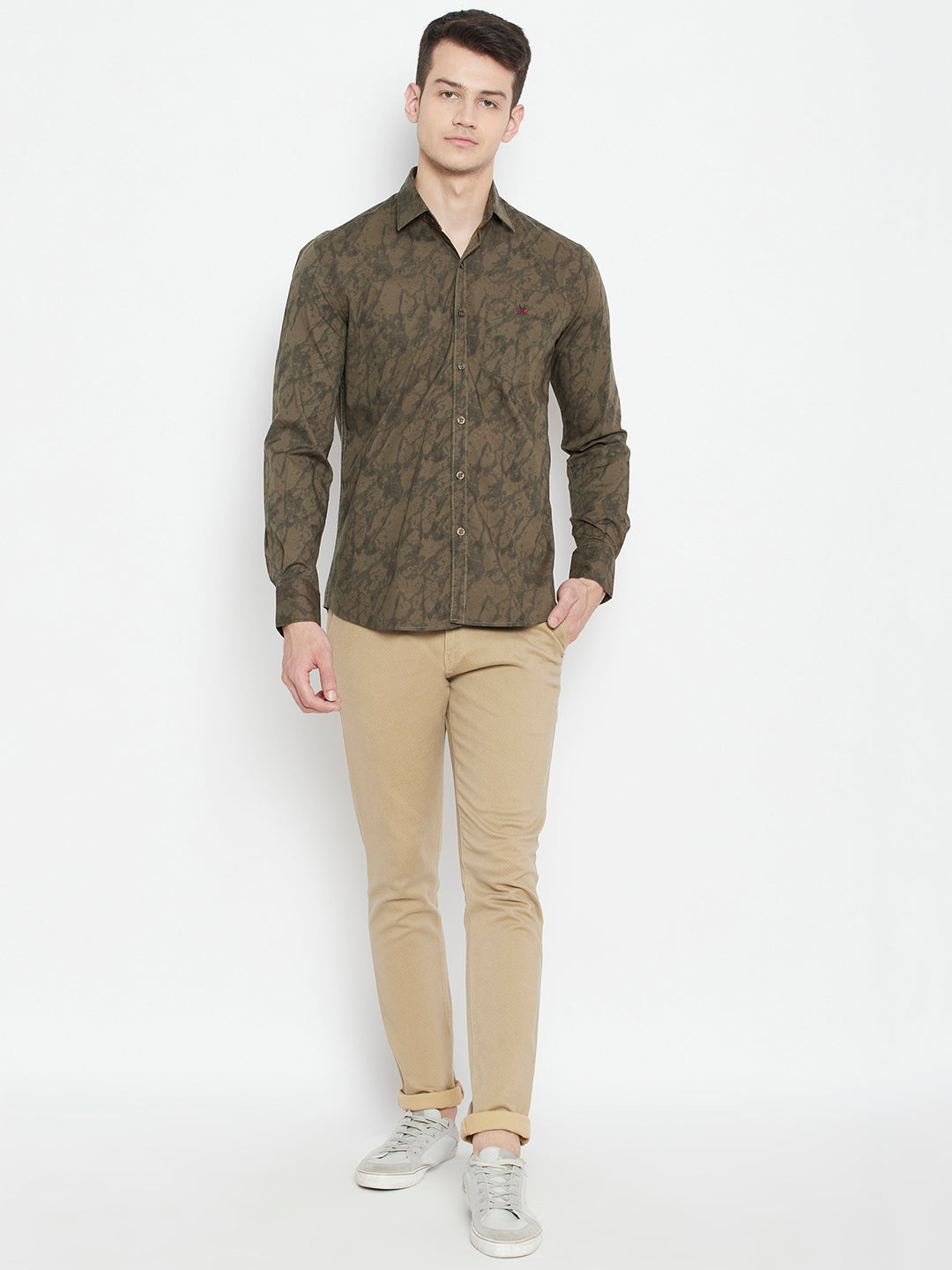 Brown Printed Slim Fit shirt - Men Shirts