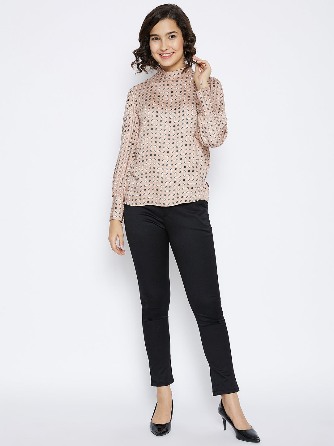 Beige Printed Top - Women Tops