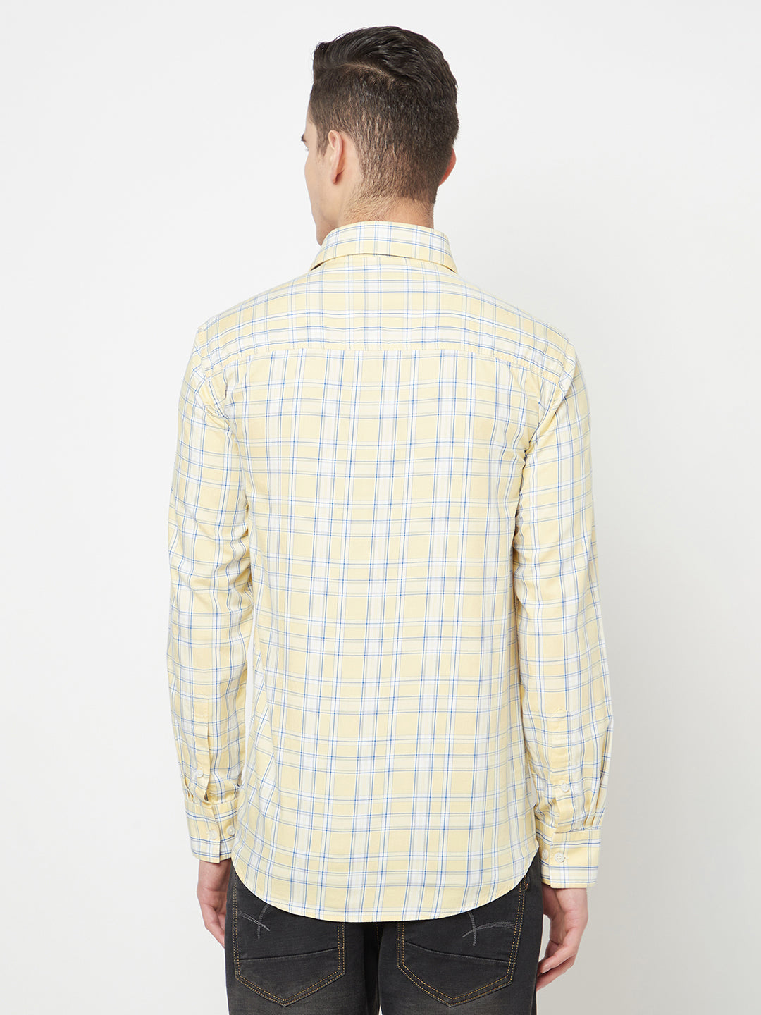 Yellow Checked Shirt - Men Shirts