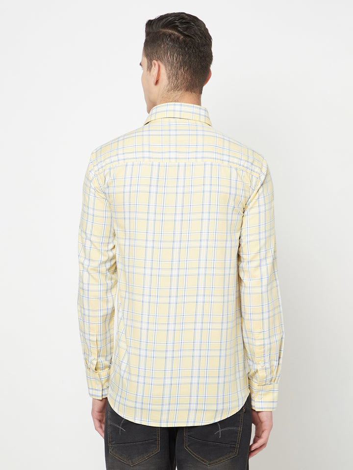 Yellow Checked Shirt - Men Shirts
