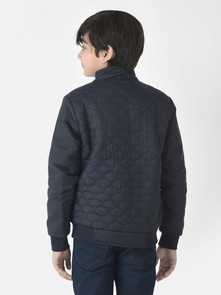  Navy Blue Diamond-Cut Padded Jacket