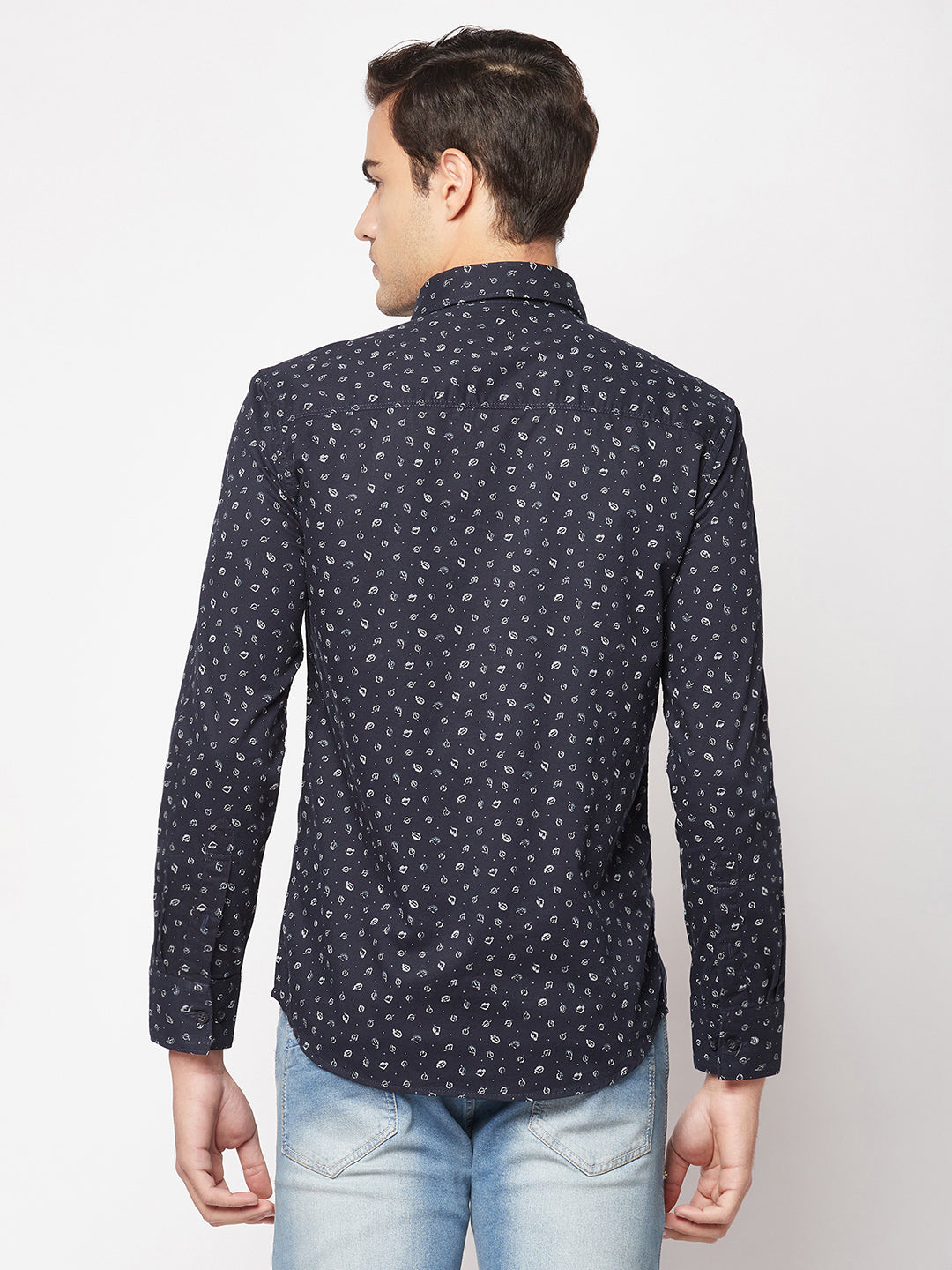  Navy-Blue Floral Shirt 