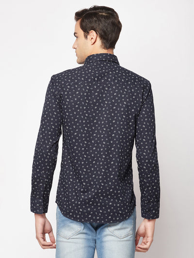  Navy-Blue Floral Shirt 