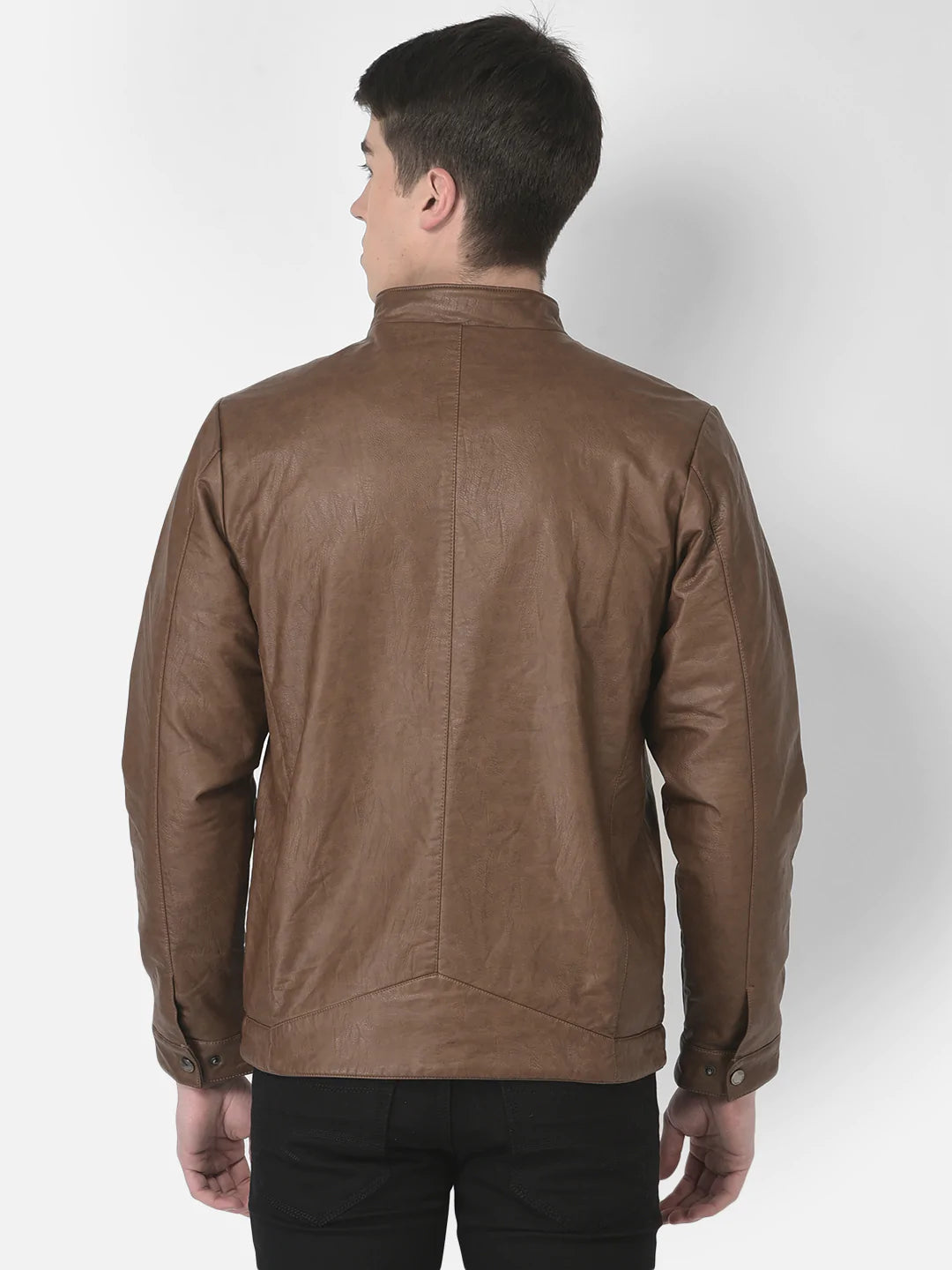  Tan Faux Leather Jacket