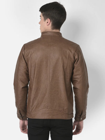  Tan Faux Leather Jacket