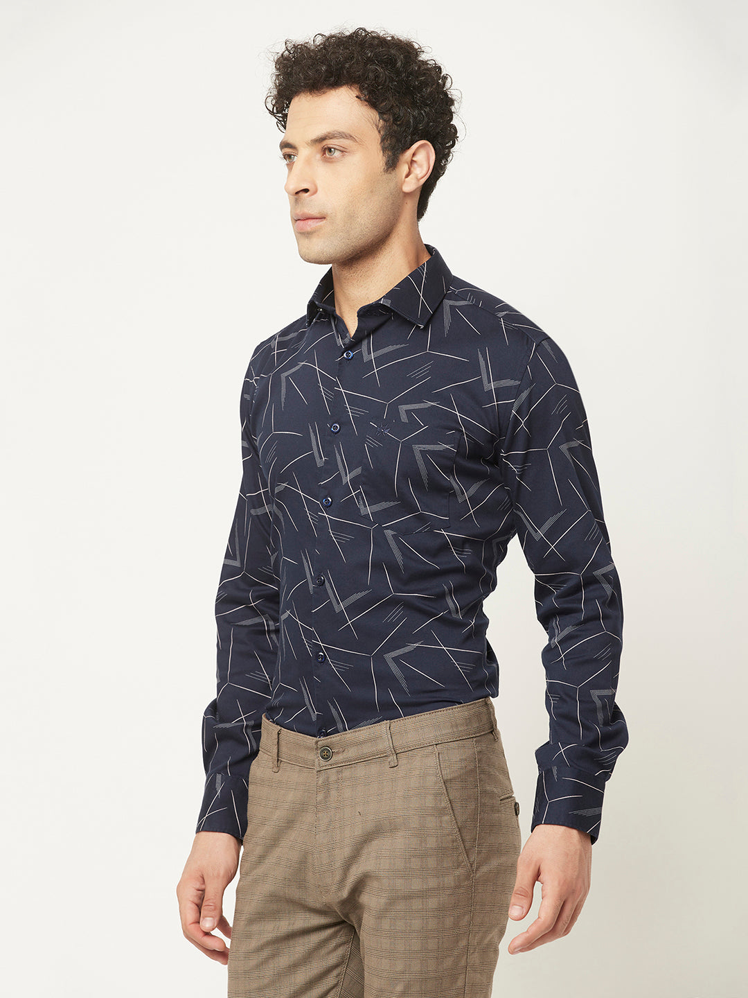   Navy Blue Abstract Print Shirt