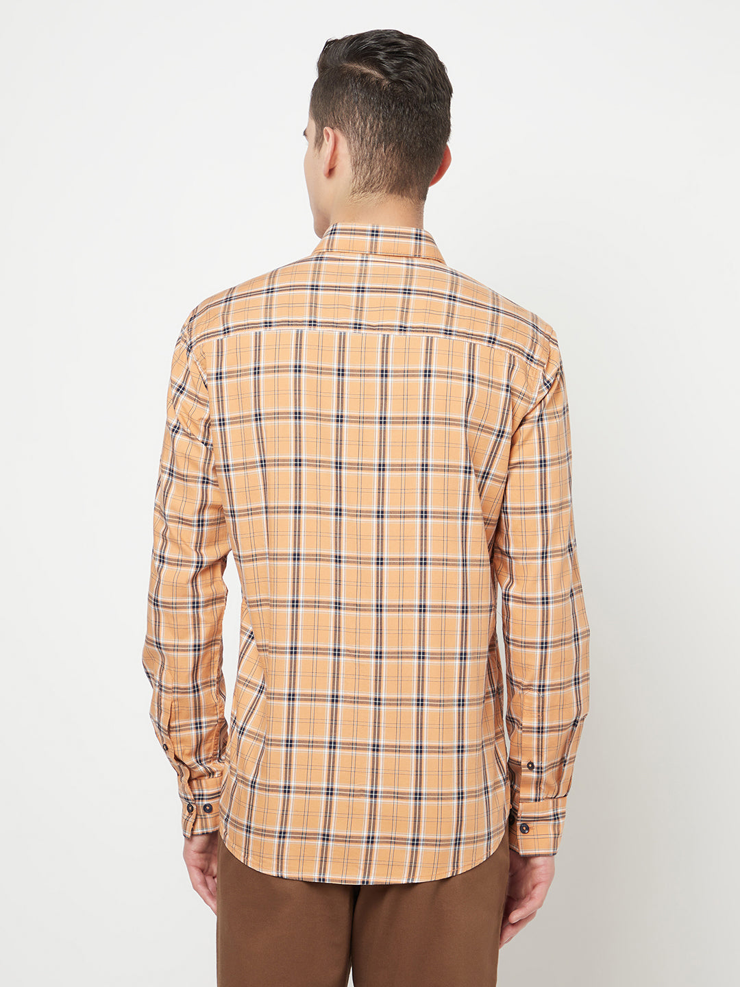Peach Checked Shirt - Men Shirts