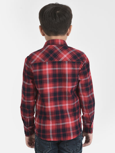 Red Checked Shirt-Boys Shirts-Crimsoune Club