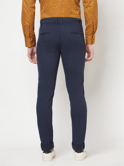 Navy Blue Printed Trousers - Men Trousers