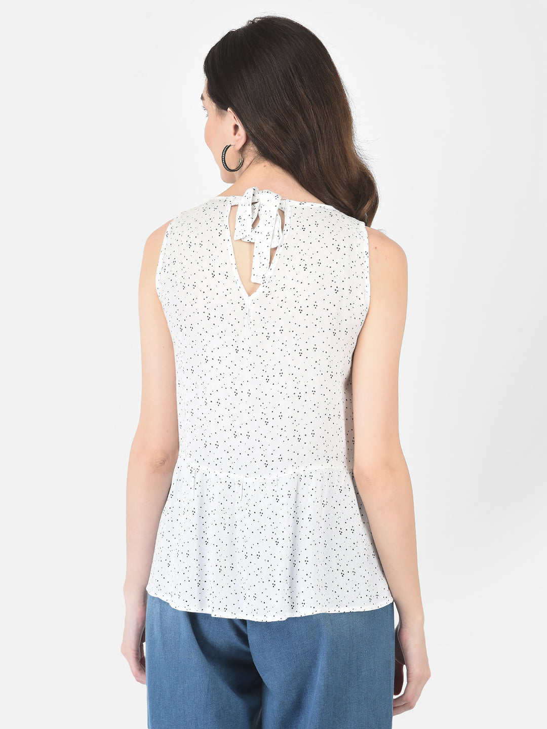 White Polka Empire Top - Women Tops