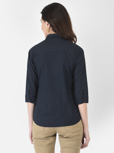 Navy Blue Dotted Shirt - Women Shirts