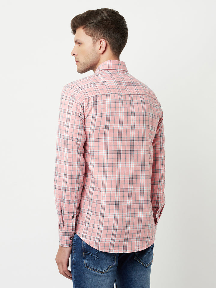 Pink Tartan Checked Shirt-Men Shirts-Crimsoune Club