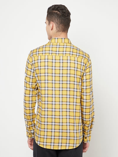 Mustard Checked Shirt - Men Shirts