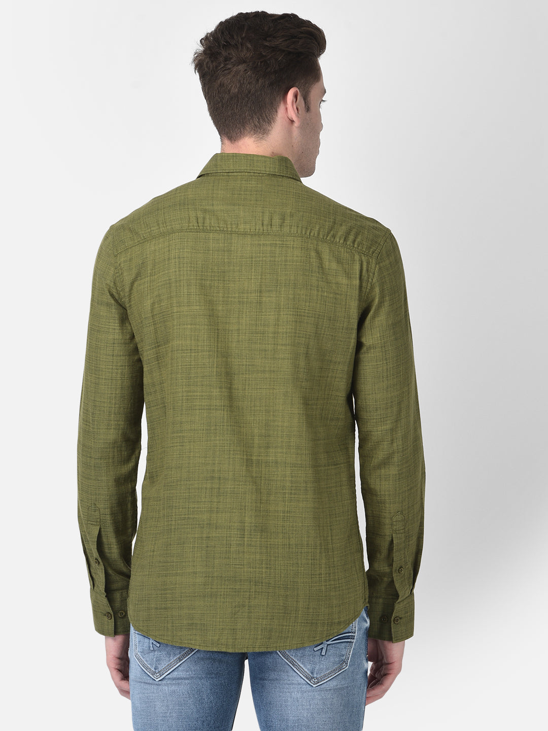 Olive Textured Shirt-Men Shirts-Crimsoune Club