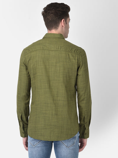 Olive Textured Shirt-Men Shirts-Crimsoune Club