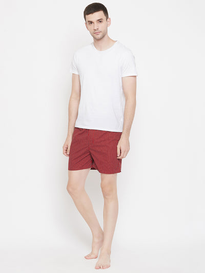Red & Navy Blue Striped boxers - Men Boxers