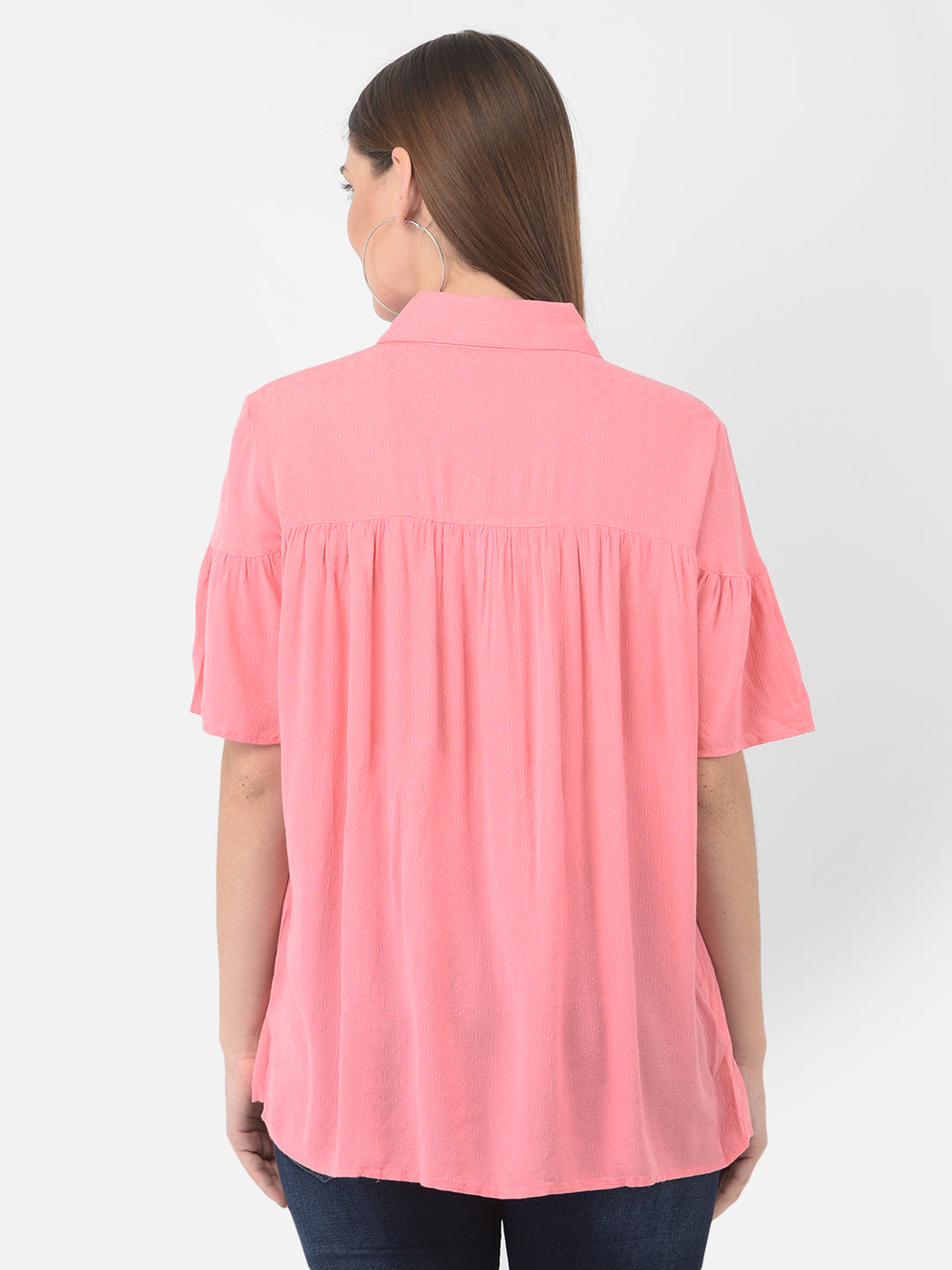 Pink Spread Collar Top - Women Tops