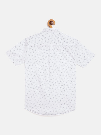 White Printed Slim Fit shirt - Boys Shirts