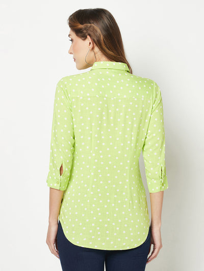  Light Green Polka-Dotted Shirt