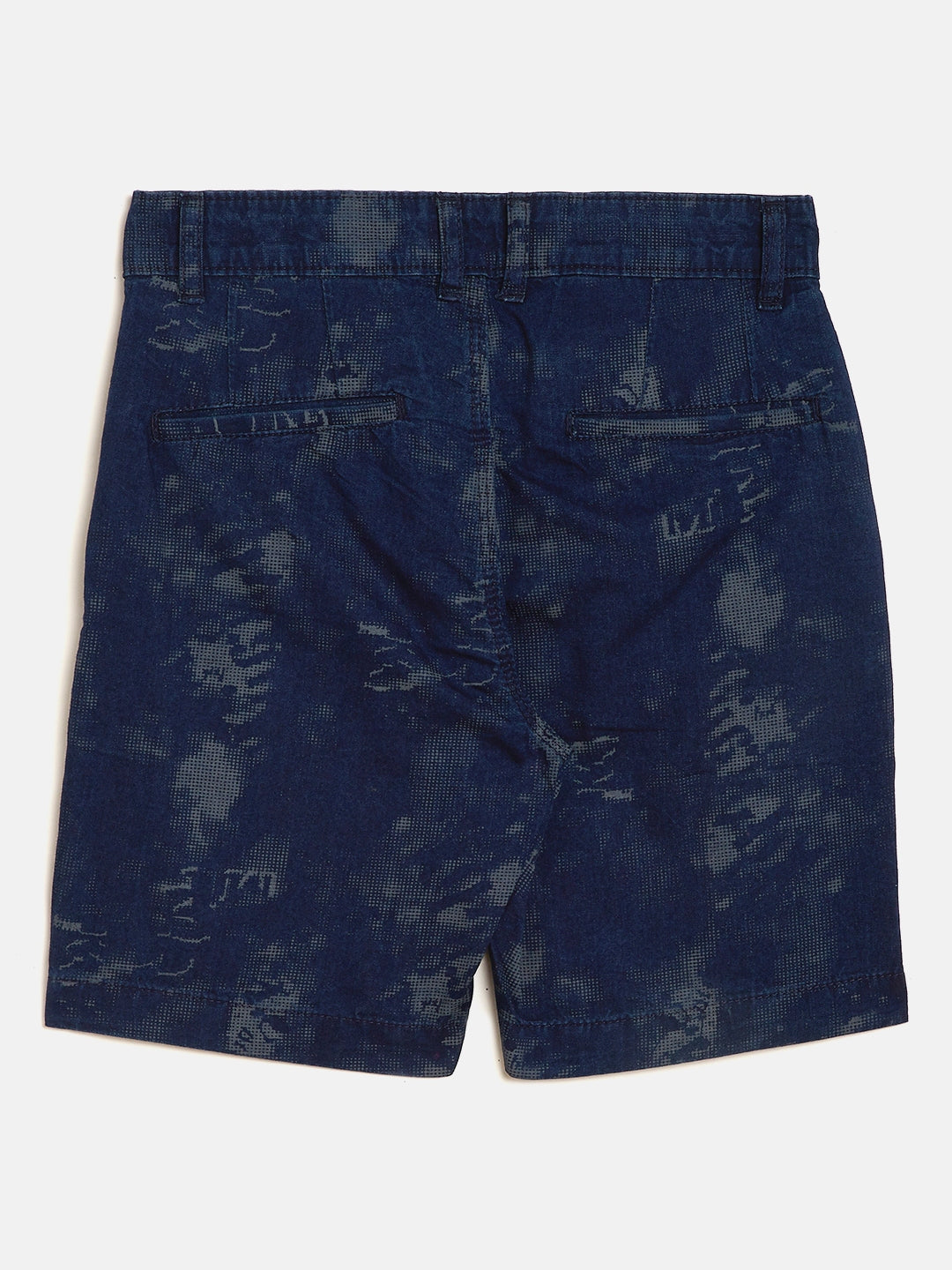 Navy Blue Printed Slim Fit Shorts - Boys Shorts