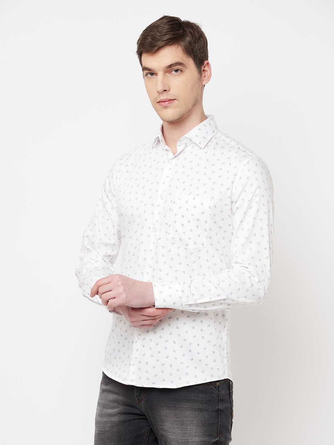 White Floral Shirt - Men Shirts