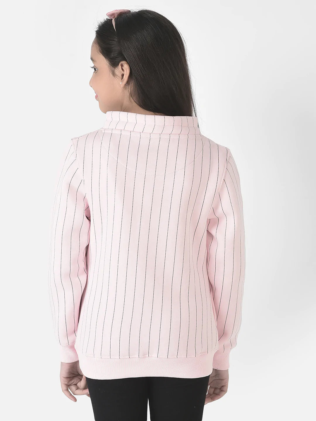  Pink Striped Cowl Sweatshirt