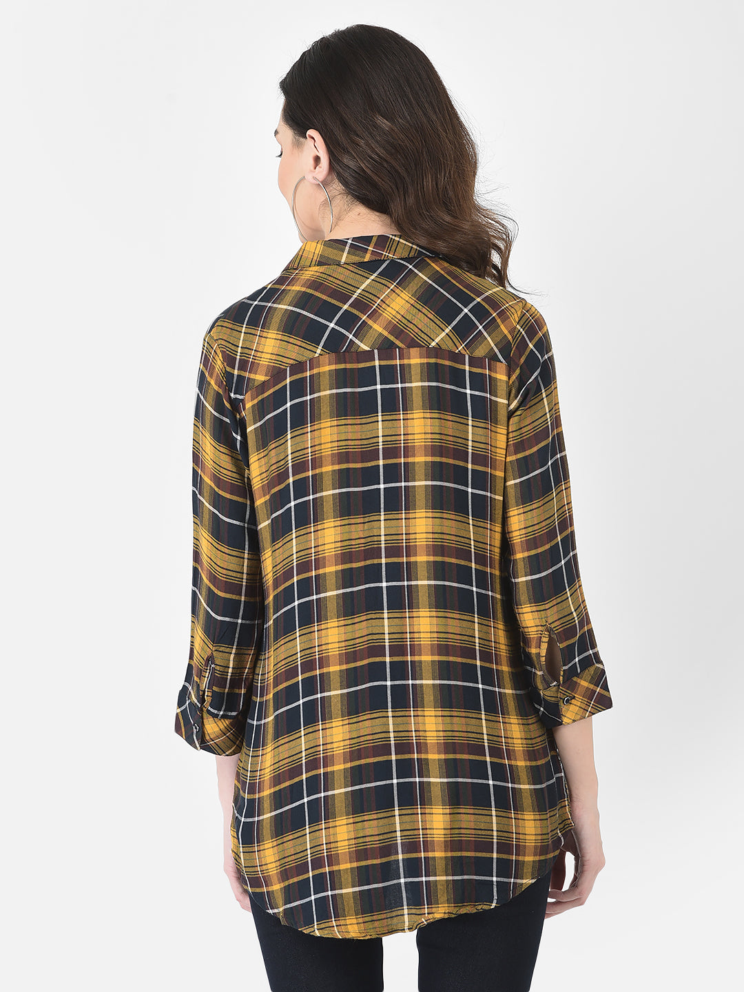 High-Low Checked Shirt - Women Shirts